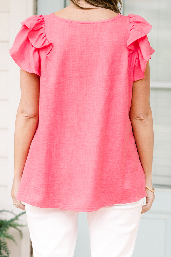 Chic Soul plus size clothing, coral flutter short sleeve top