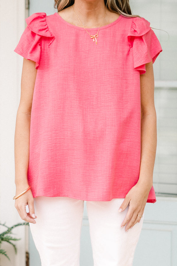 Chic Soul plus size clothing, coral flutter short sleeve top