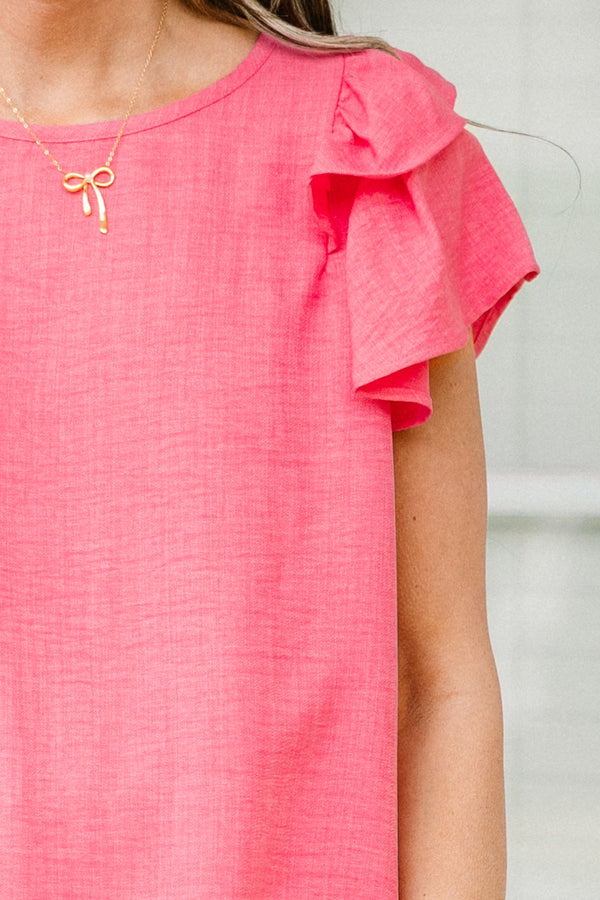 Chic Soul plus size clothing, coral flutter short sleeve top