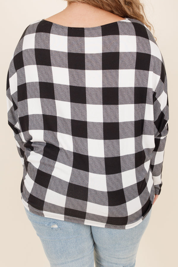 Chic Soul plus size clothing, ivory and black fall pattern long sleeve top