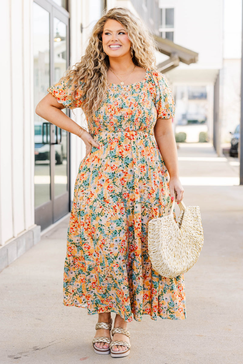 peach bohemian dress MILLE Victoria Dress in Peach Montmartre