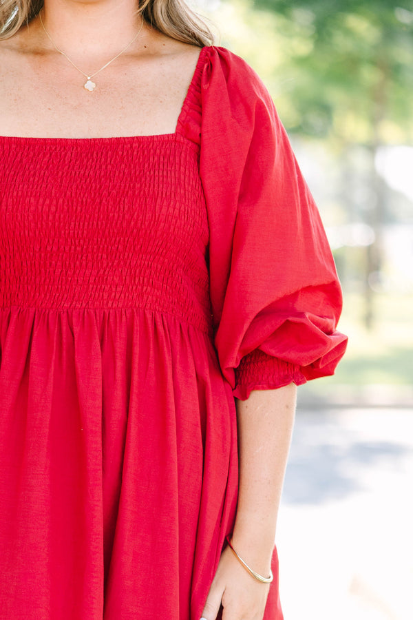 Fluttering Breeze Midi Dress, Burgundy