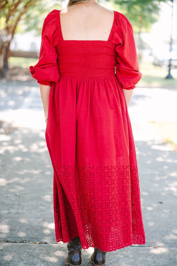 Fluttering Breeze Midi Dress, Burgundy