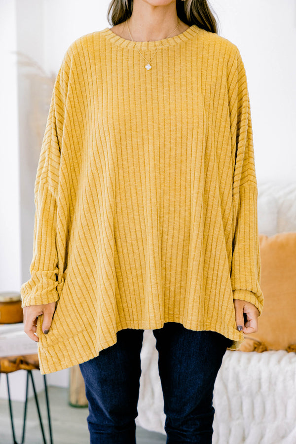 shirt, long sleeve, pockets, flowy, ribbed, longer back, yellow, comfy, fall, winter