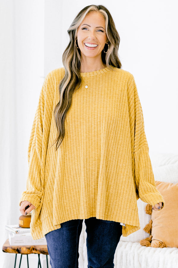 shirt, long sleeve, pockets, flowy, ribbed, longer back, yellow, comfy, fall, winter