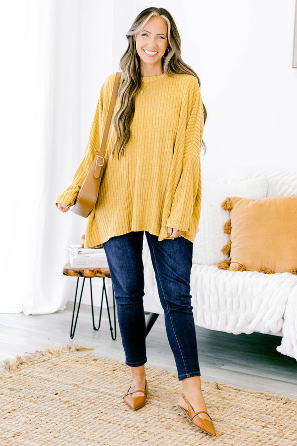 shirt, long sleeve, pockets, flowy, ribbed, longer back, yellow, comfy, fall, winter