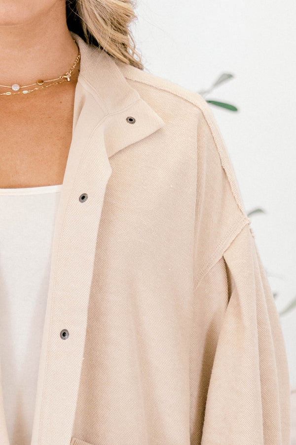 Chic Soul plus size clothing, light tan button up jacket