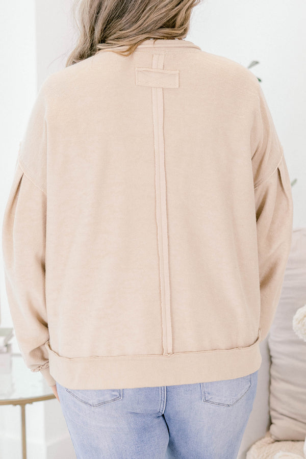 Chic Soul plus size clothing, light tan button up jacket