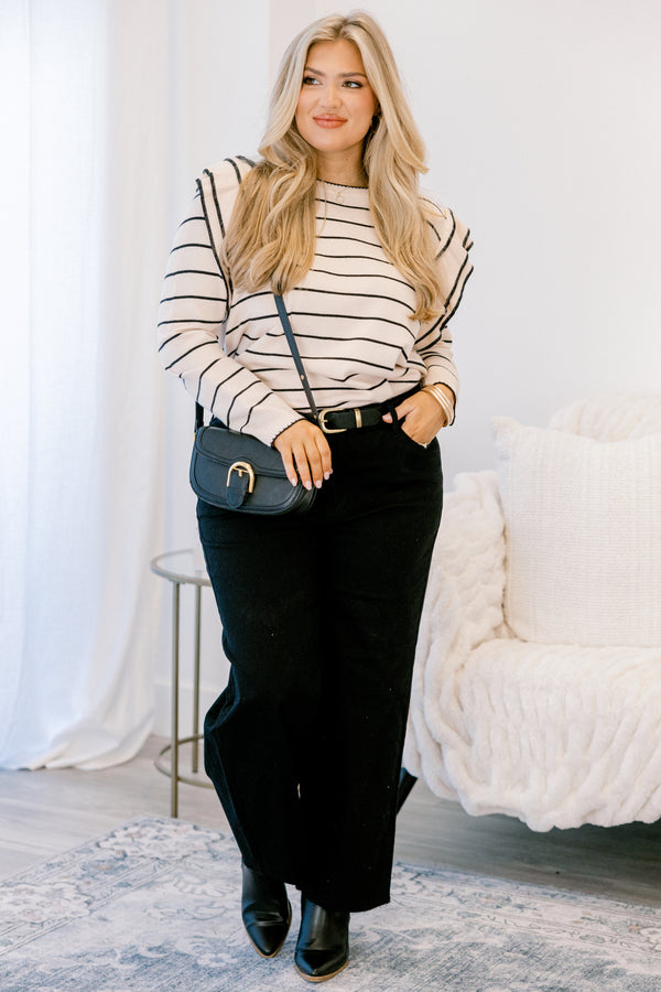 Chic Soul plus size clothing, back wide leg jeans with raw hem