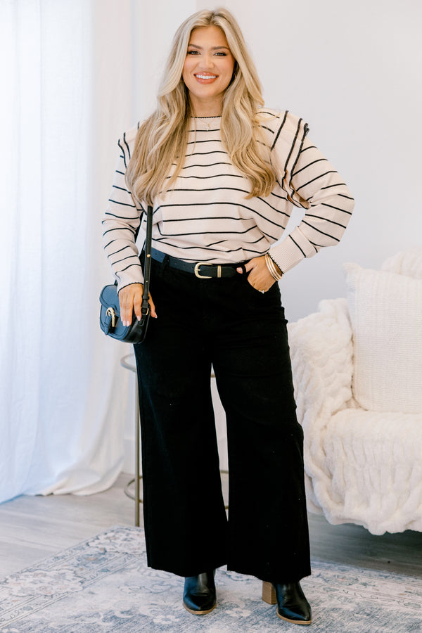 Chic Soul plus size clothing, back wide leg jeans with raw hem