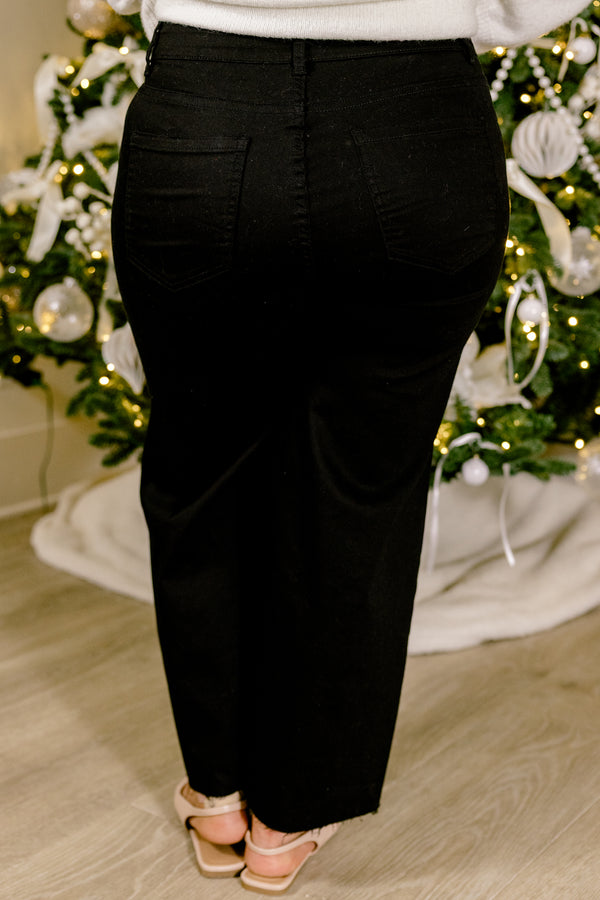 Chic Soul plus size clothing, black long pants with pearl embellishment throughout the legs