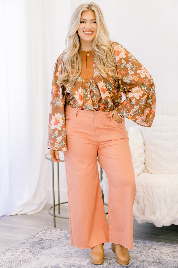 Chic Soul plus size clothing, blush pink wide leg jeans with raw hem
