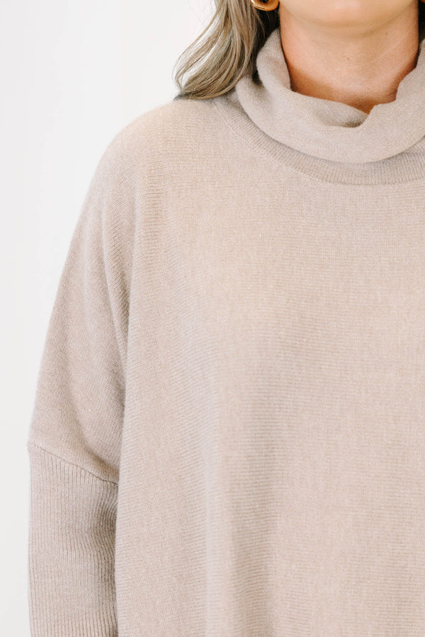 Chic Soul Plus size clothing, long sleeve mocha turtleneck sweater