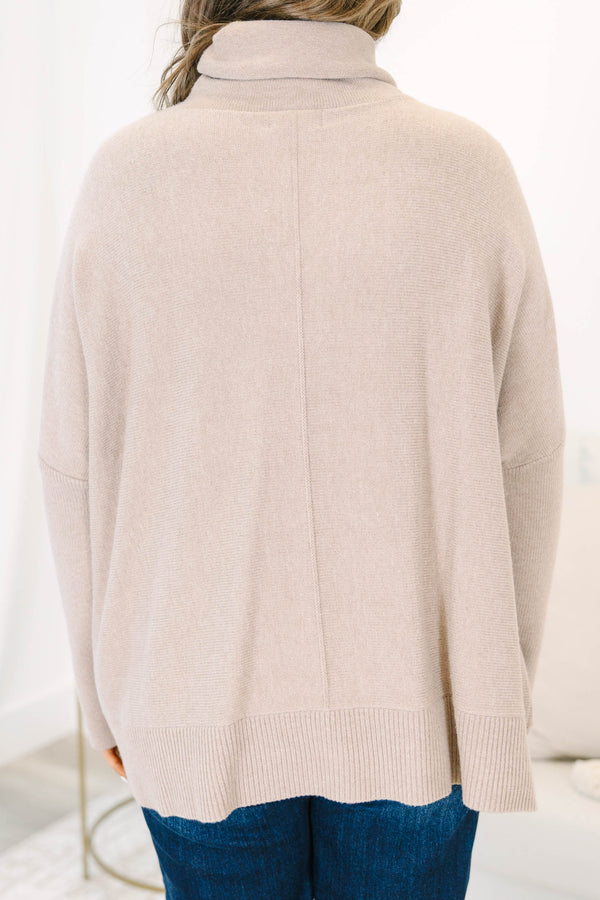 Chic Soul Plus size clothing, long sleeve mocha turtleneck sweater