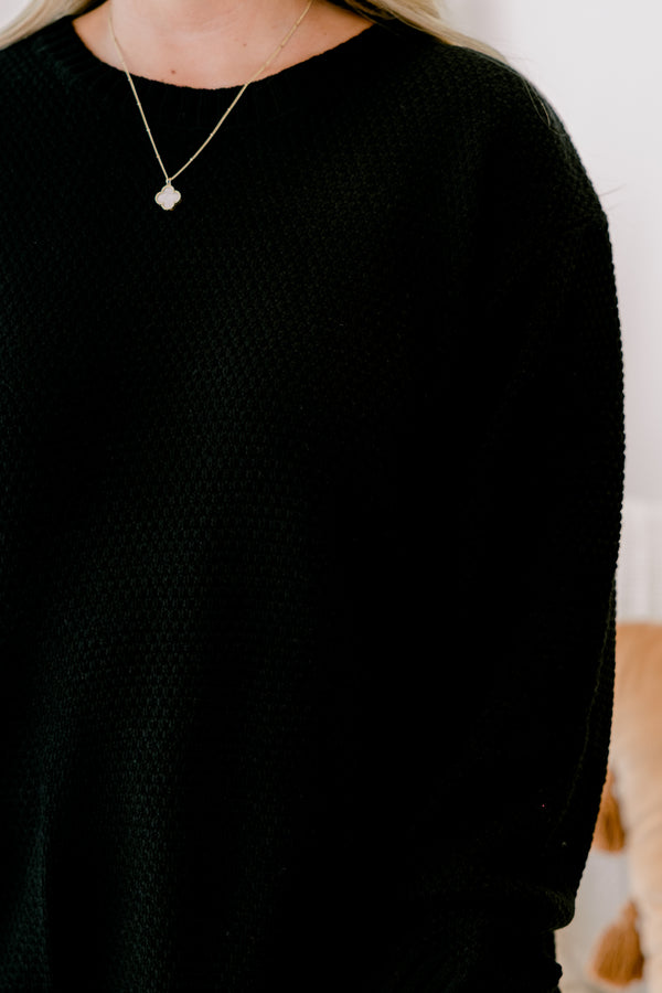 Chic Soul plus size clothing black long sleeve woven sweater 