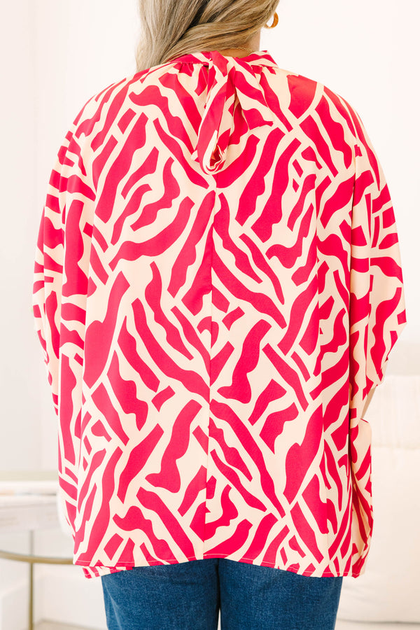 pink flowy tunic with abstract print