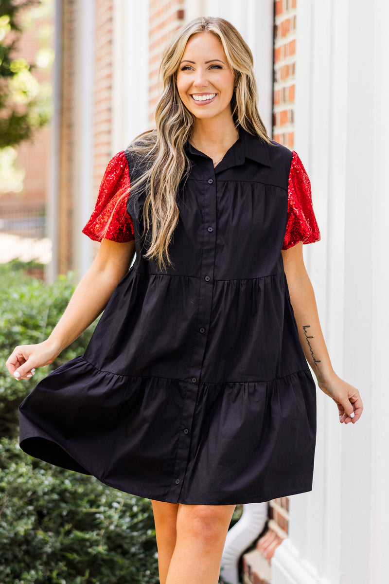 gameday dresses Game Day Glam Dress, Red – Chic Soul Ruffle Sleeves boho printed 0-6 months:6-12 months Get ready to steal Feature:COTKNIT