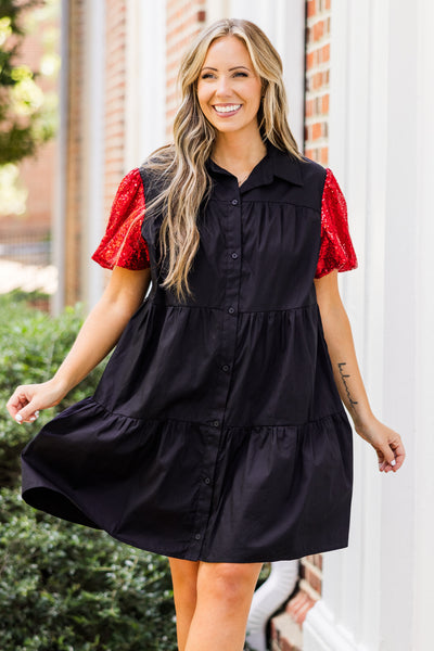 black gameday dress Women's Game Day Glam Dress, Red 