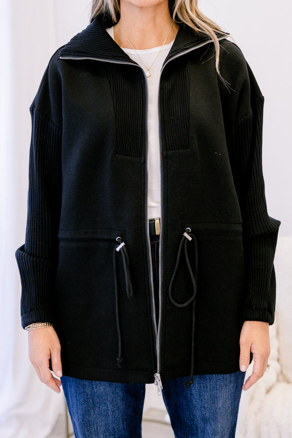 Chic Soul plus size clothing, black oversized zip up hoodie