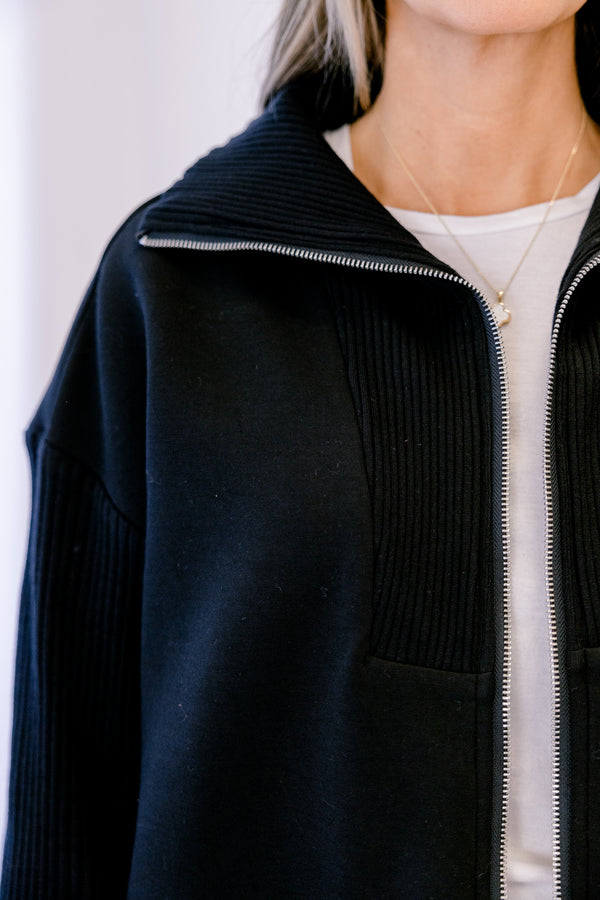 Chic Soul plus size clothing, black oversized zip up hoodie