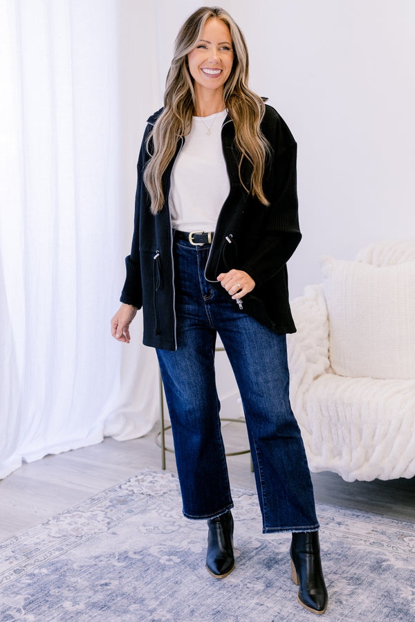 Chic Soul plus size clothing, black oversized zip up hoodie