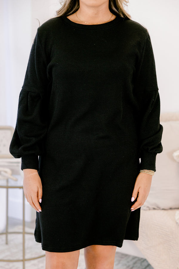 Chic Soul plus size clothing, long sleeve black knee length sweater dress