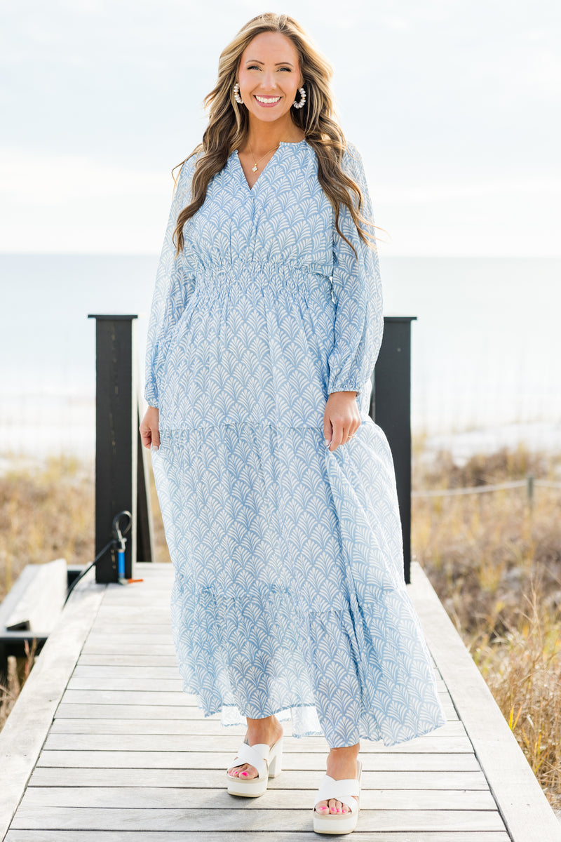 long sleeve gingham maxi dress Gift Of Grace Maxi Dress, Blue – Chic Soul