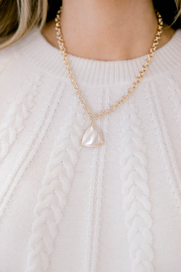 Chic Soul plus size clothing, gold chain necklace with triangle pearl statement pendant