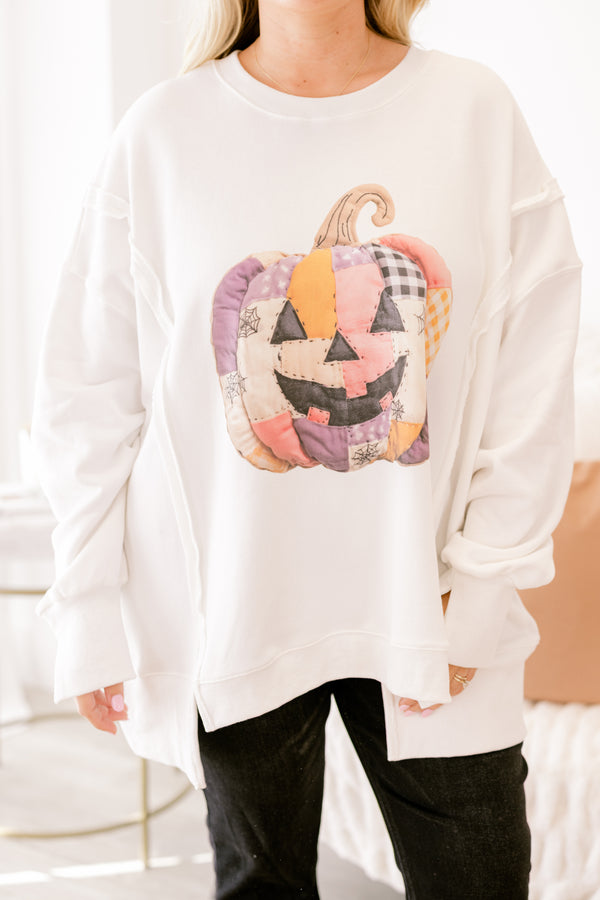Girly Pumpkin Comfy Crew, Ivory