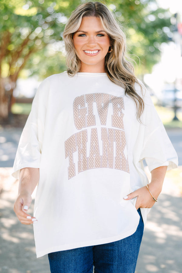 Plus Size ivory boyfriend tee with 