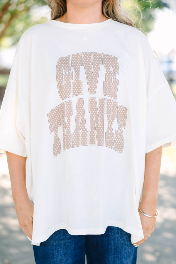 Plus Size ivory boyfriend tee with 