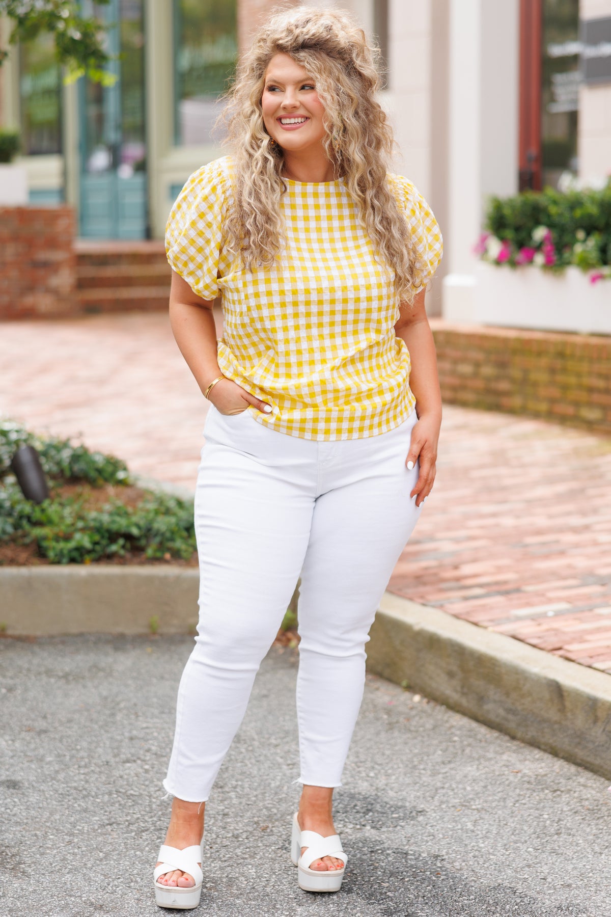 Women s Giving Back Top Yellow Size 3X by Chic Soul