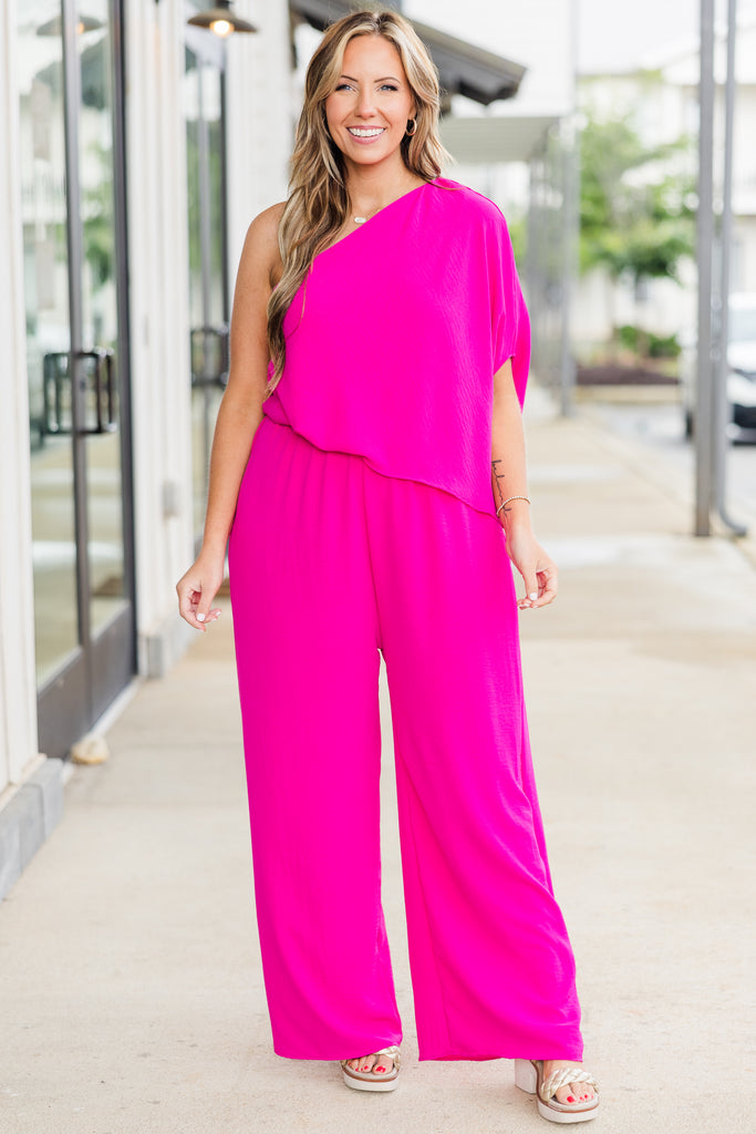 Good Luck Babe Jumpsuit, Fuchsia – Chic Soul