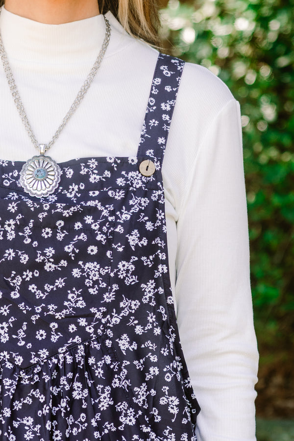 Chic Soul plus size clothing, black and white overall maxi dress with a white floral pattern and square neckline 