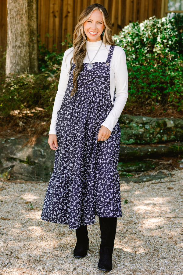 Chic Soul plus size clothing, black and white overall maxi dress with a white floral pattern and square neckline 