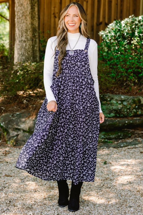 Chic Soul plus size clothing, black and white overall maxi dress with a white floral pattern and square neckline 