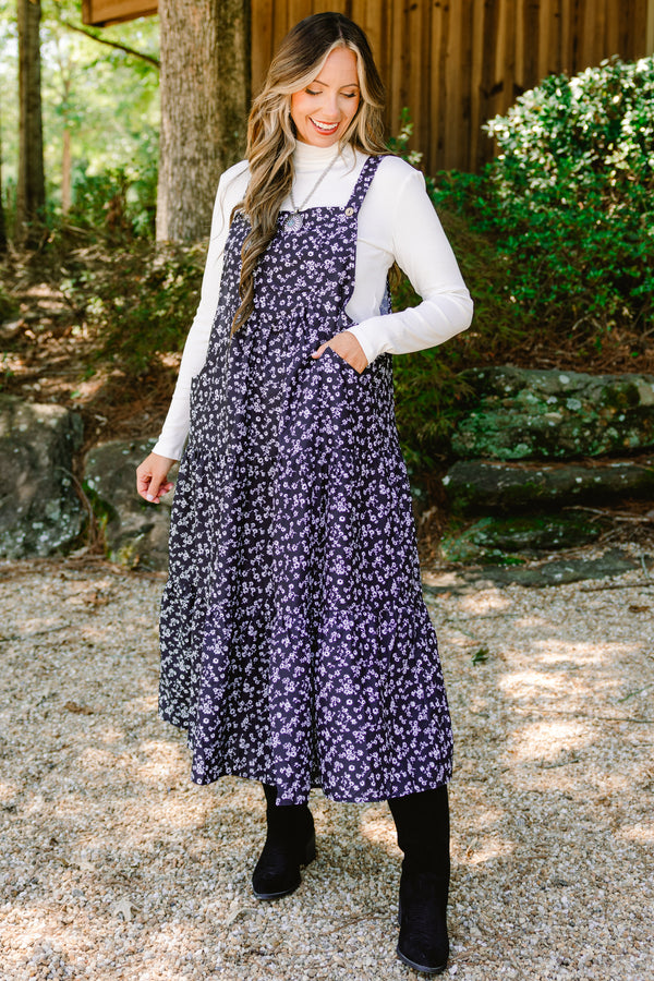 Chic Soul plus size clothing, black and white overall maxi dress with a white floral pattern and square neckline 