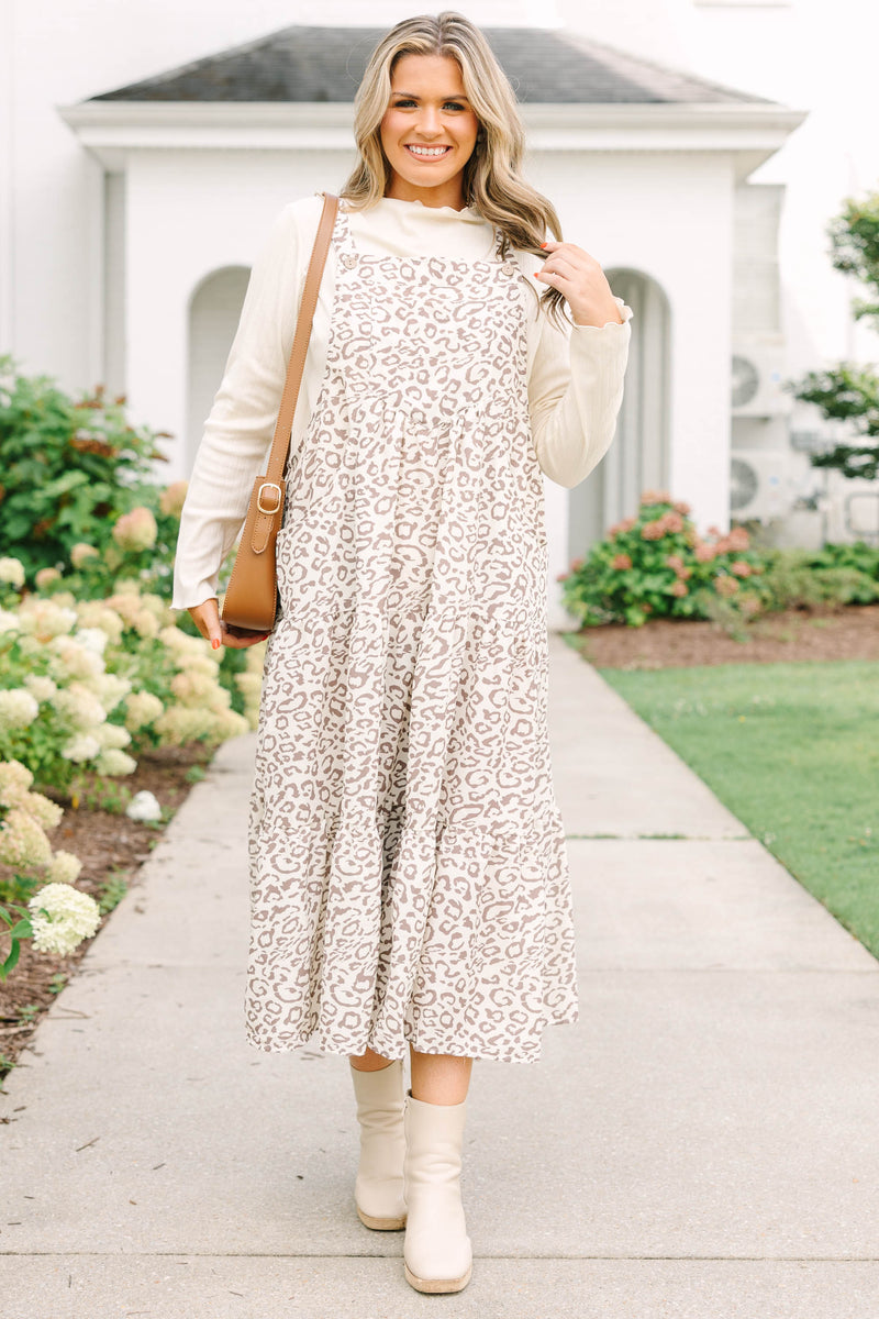 Got To Dance Dress, Light Brown Leopard – Chic Soul