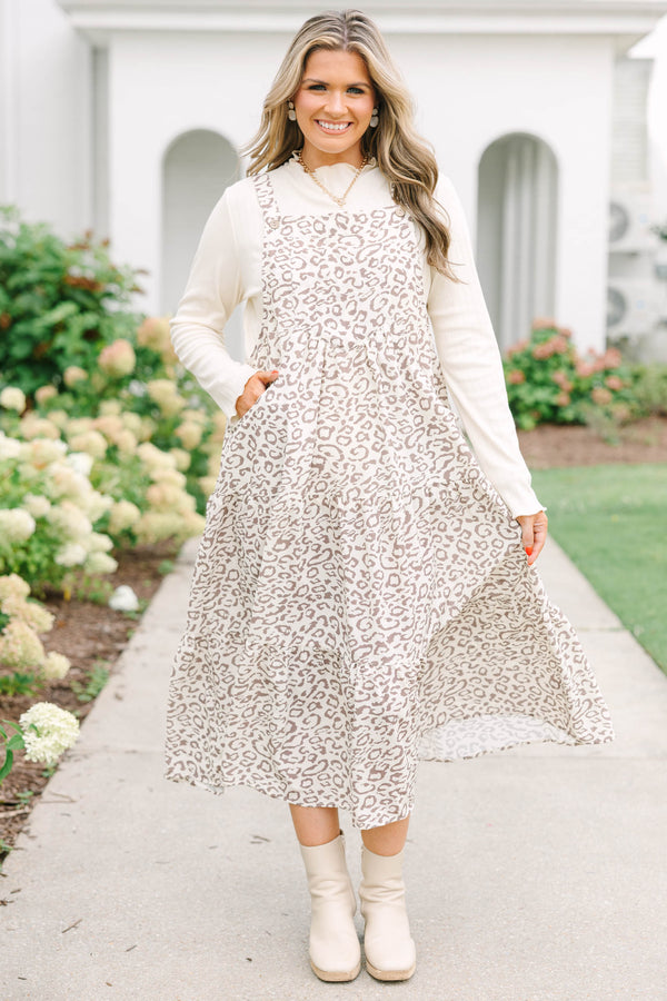 Got To Dance Dress, Light Brown Leopard – Chic Soul