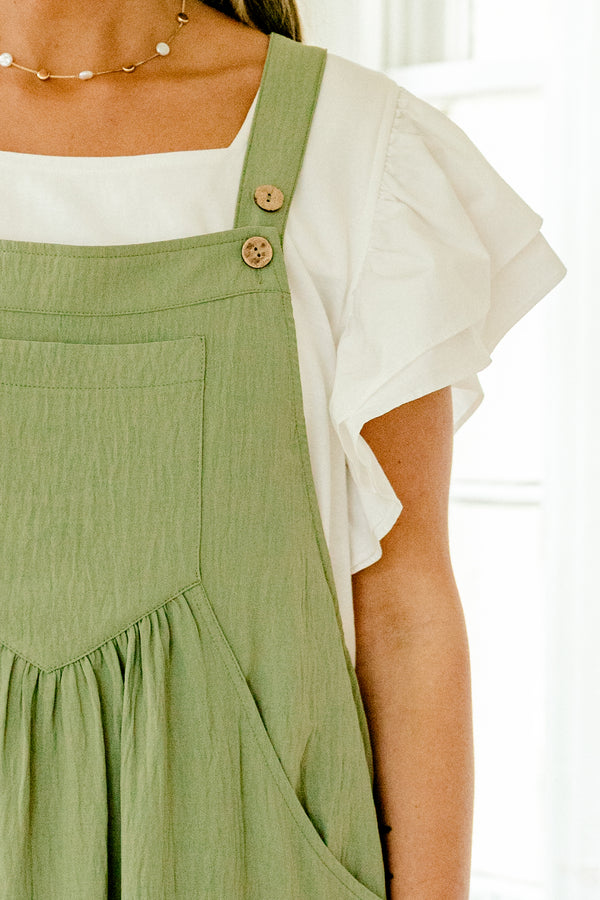 Chic Soul plus size clothing, sage bib style midi dress