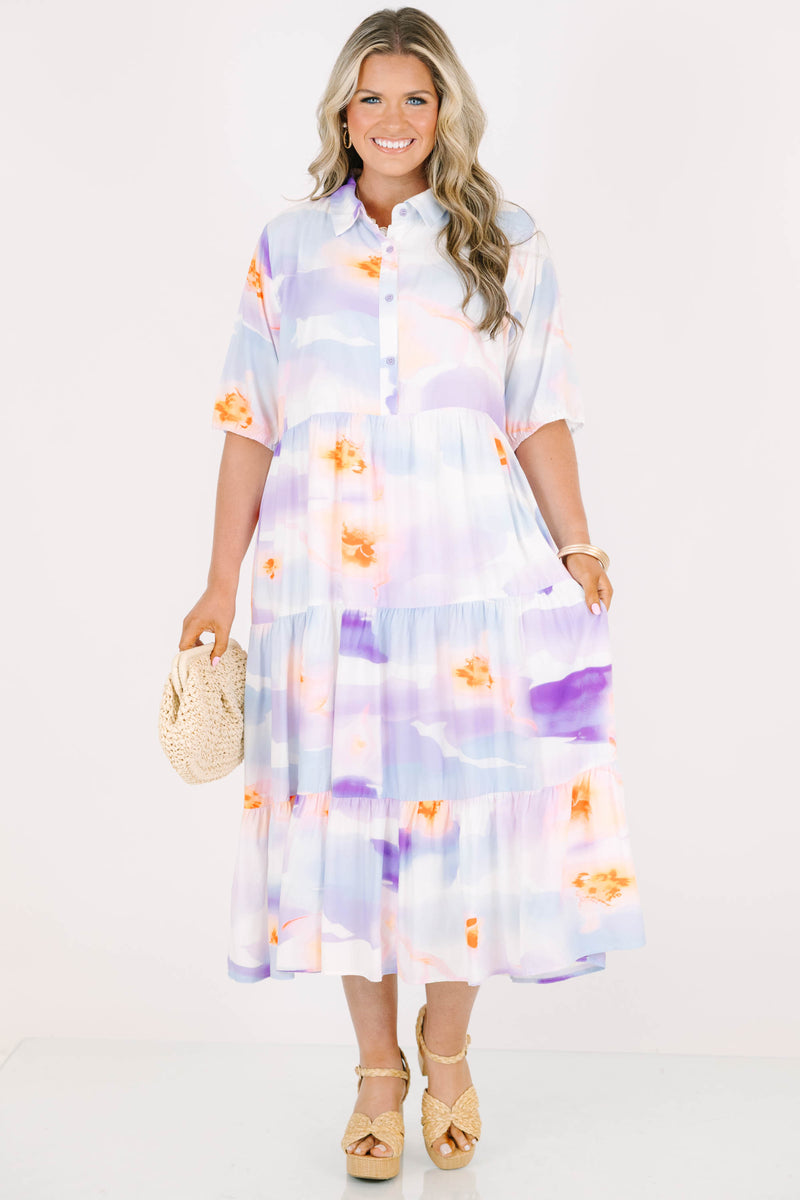 purple tiered midi dress Women's Make A Statement Maxi Dress, Purple
