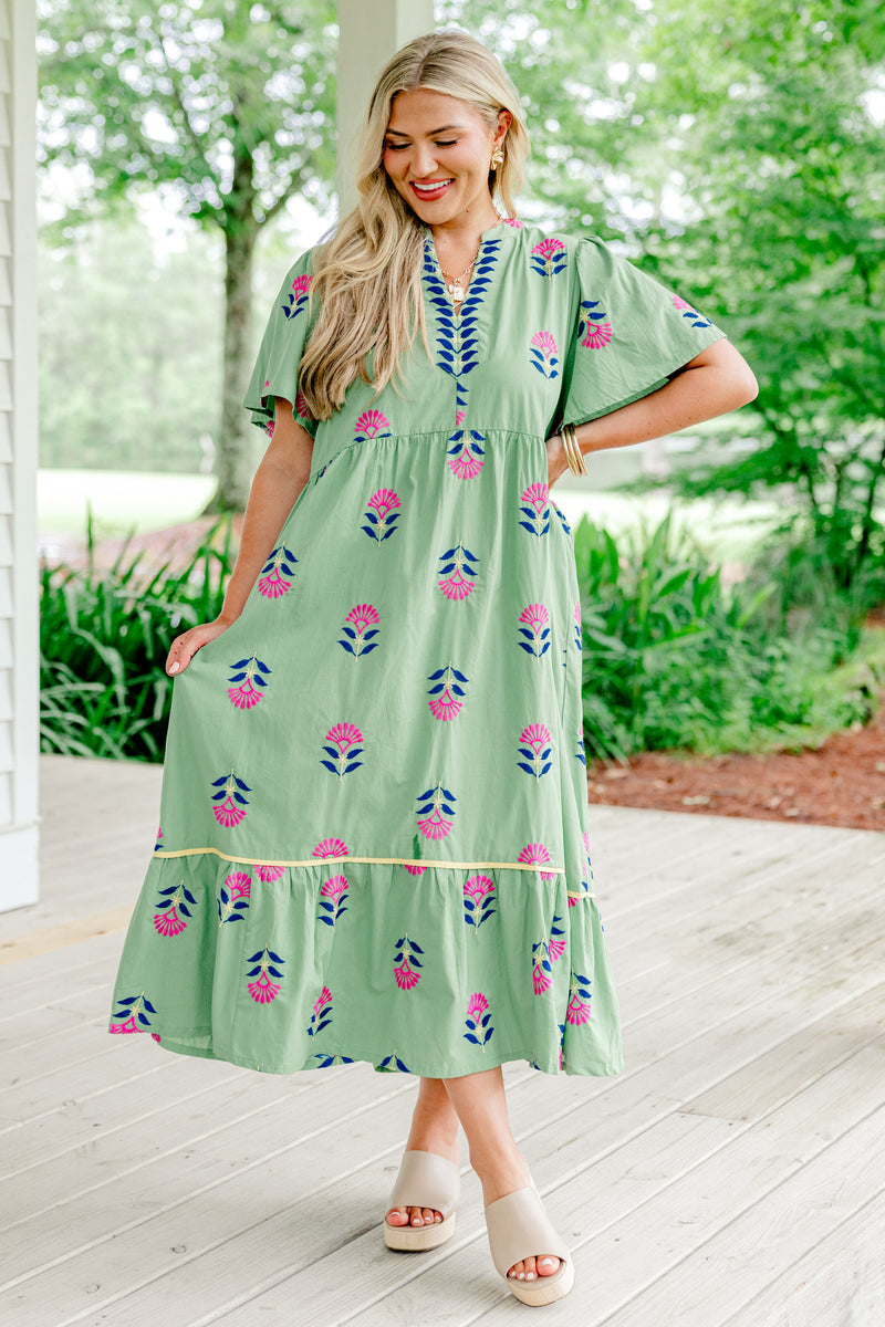 Graceful Blooms Dress, Green  Chic Soul