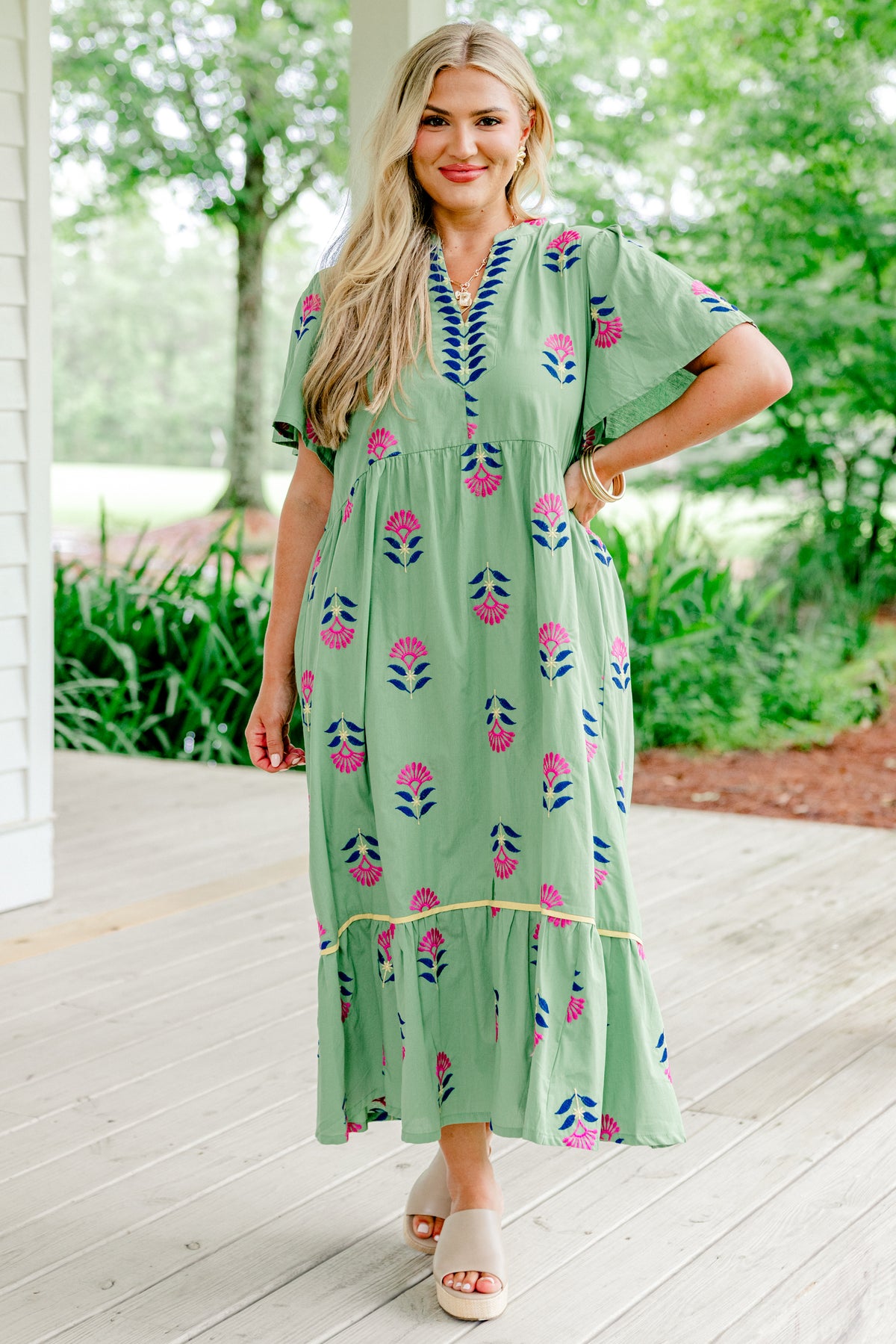 Women's Graceful Blooms Dress, Green