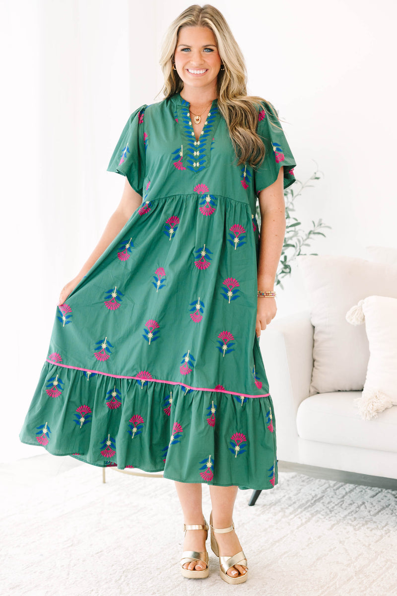 Women's Graceful Blooms Dress, Green