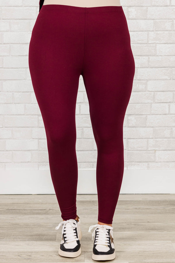 Chic Soul plus size clothing, dark burgundy long sleeves top with leggings set