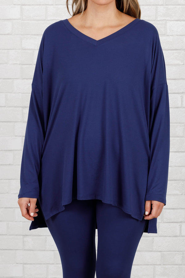 Chic Soul plus size clothing, light navy stretchy top and leggings lounge set