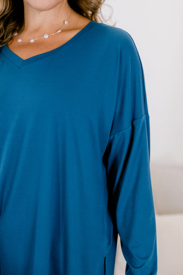 Chic Soul plus size clothing, teal stretchy top and leggings lounge set