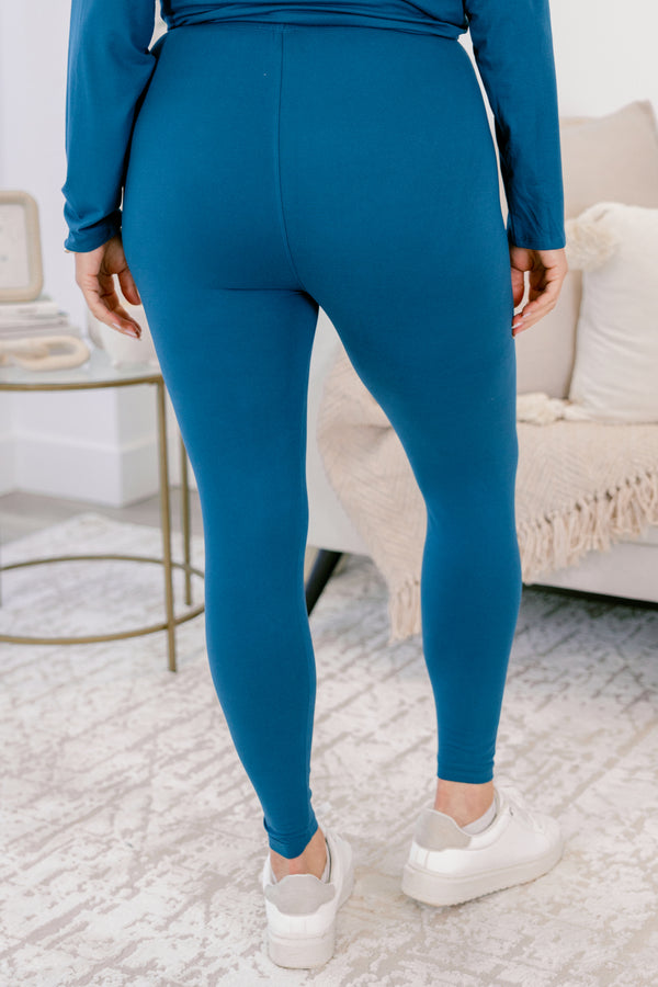 Chic Soul plus size clothing, teal stretchy top and leggings lounge set