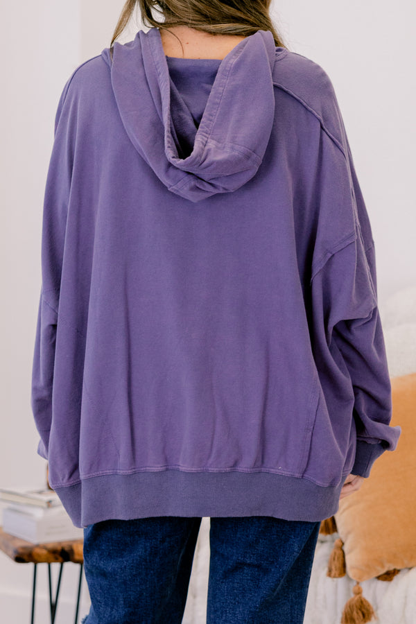 Chic Soul plus size clothing, dark blue long sleeve hoodie