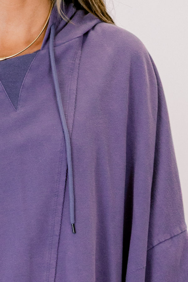 Chic Soul plus size clothing, dark blue long sleeve hoodie